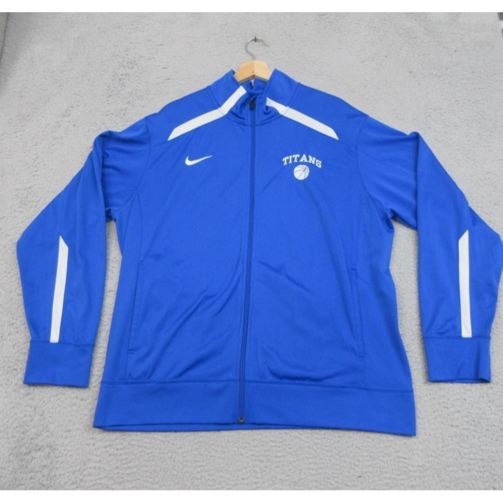 Titans Track Jacket Mens Large Blue Full Zip Athletic Basketball Warm Up Nike